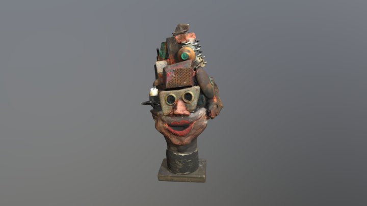Head Horror Artits from trash Interior Sculpture 3D Model