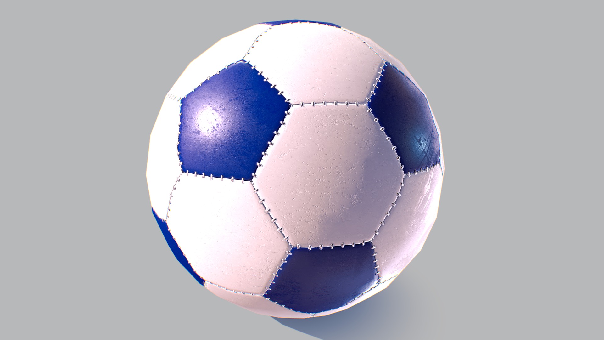 3D model Soccer Ball Scratched - This is a 3D model of the Soccer Ball Scratched. The 3D model is about a football ball with a blue and white design.