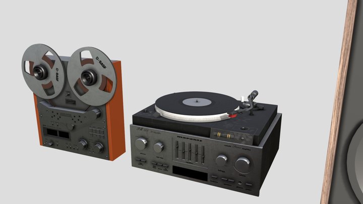 80s HiFi Stereo Set 3D Model