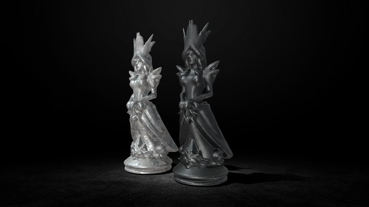 Queen - Realistic Metallic Queen Chess Piece 3D Model
