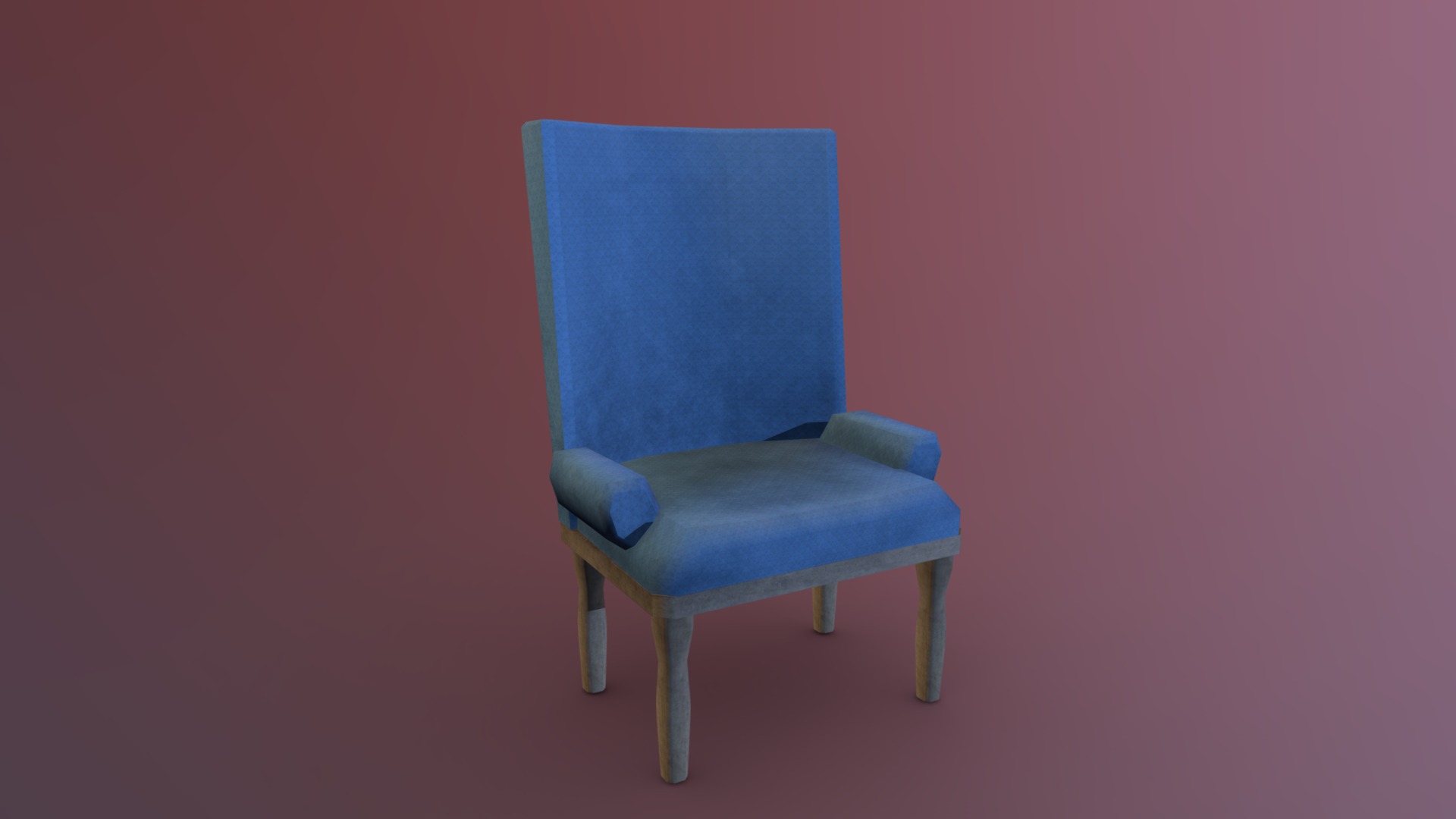 3D model Vintage Armchair - This is a 3D model of the Vintage Armchair. The 3D model is about a blue chair against a pink background.