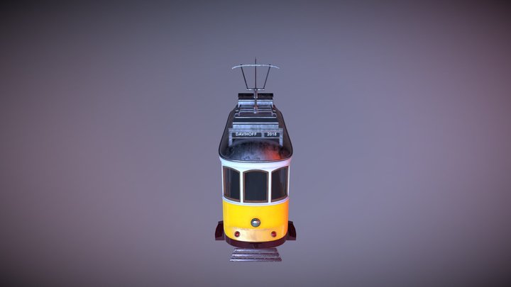 Stylized old tram 3D Model