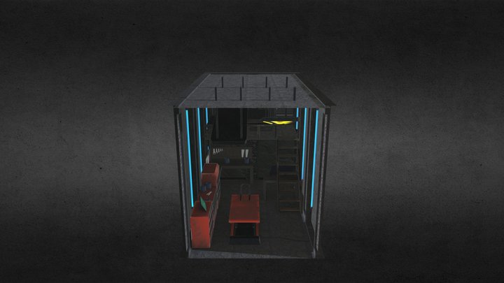Cyberpunk inspired bike garage 3D Model