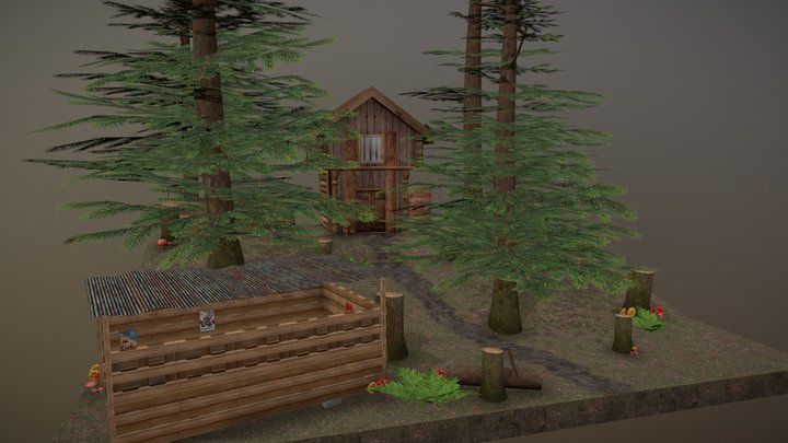DAE Diorama - Forest loner 3D Model