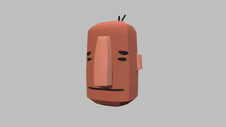 Low Poly Character: Rodger's Head 3D Model