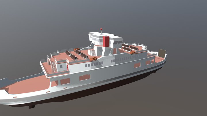 Small Car Ferry 3D Model