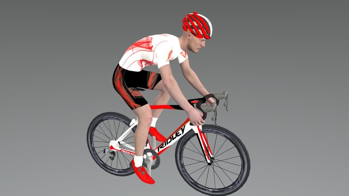 Cyclist in drops pose 3D Model