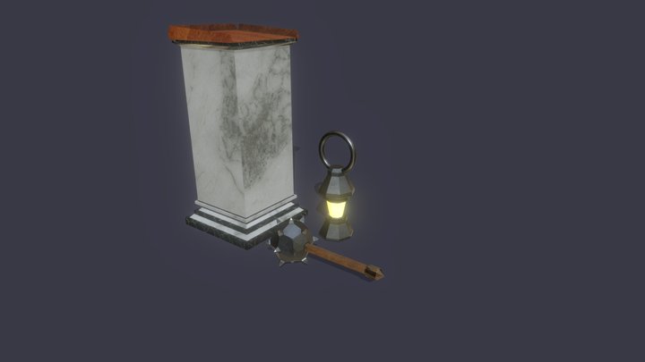 Fantasy Mace, Lantern, and Lectern