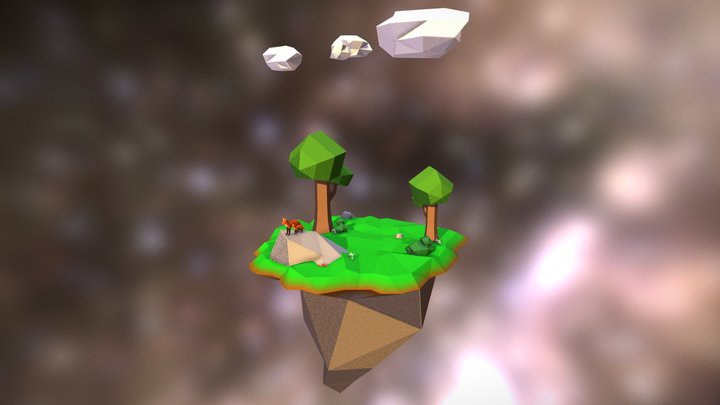 Floating Island Scene 3D Model