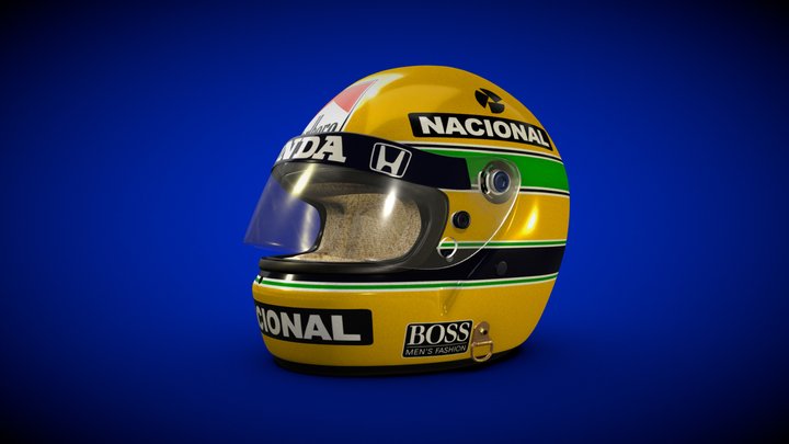 1988 Ayrton Senna Suzuka Championship Helmet 3D Model