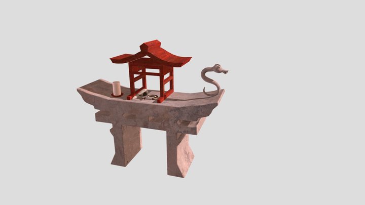 Tori Style Offering Shrine 3D Model