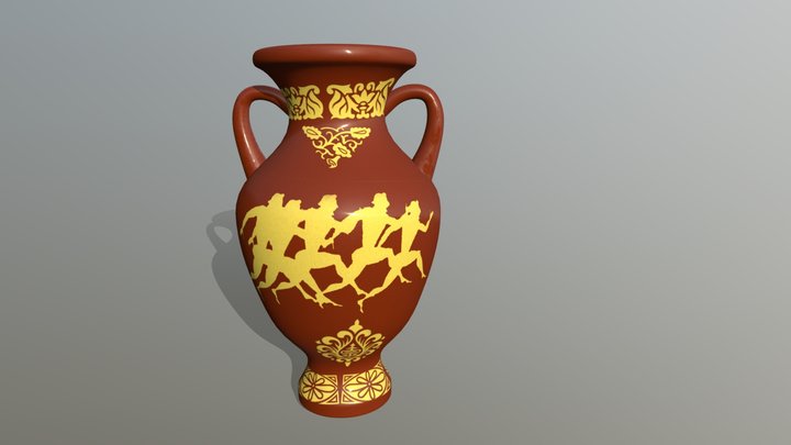 Clay jug with antique painting Highpoly jug 3D Model