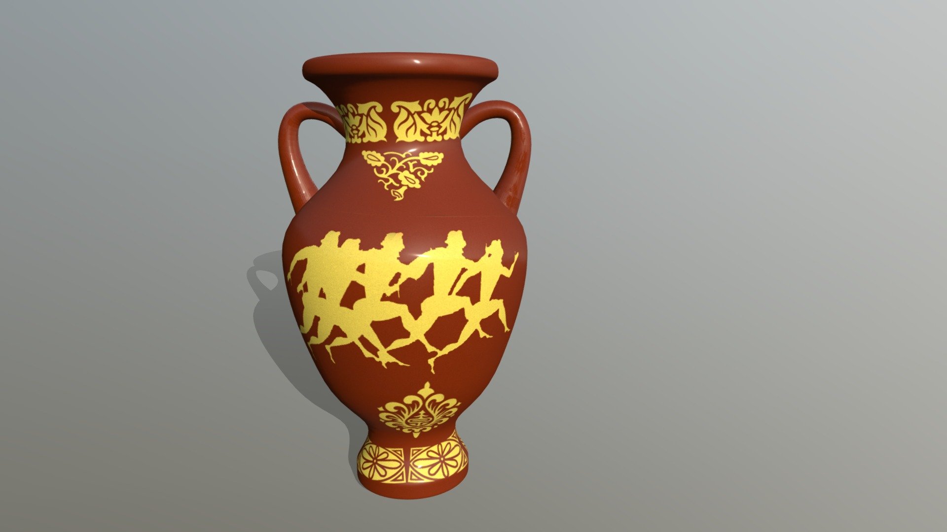 Clay jug with antique painting Highpoly jug