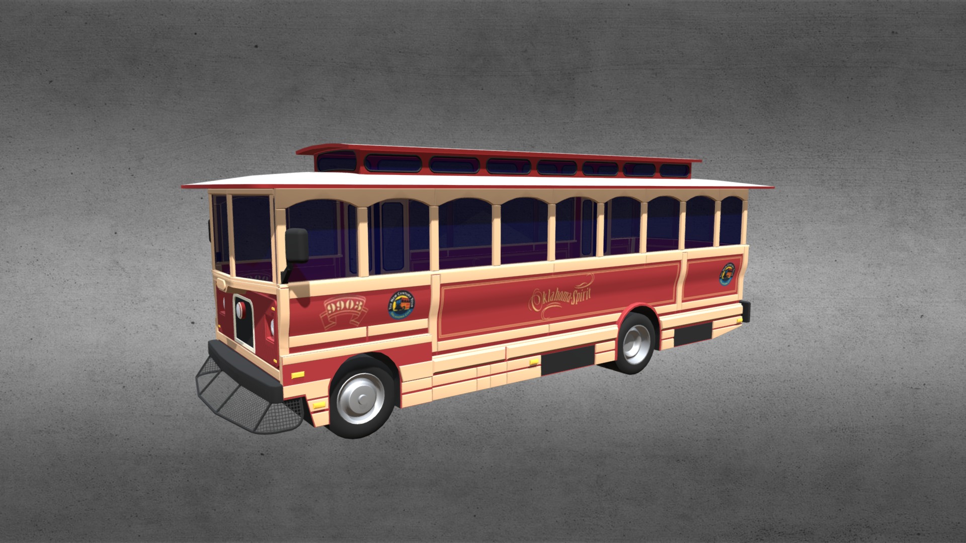 3D model Trolley - This is a 3D model of the Trolley. The 3D model is about a red and white bus.