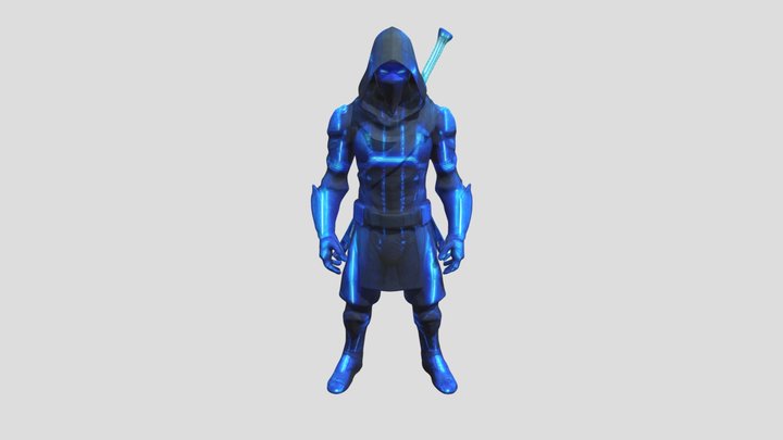 A full-body futuristic ninja character skin 3D Model