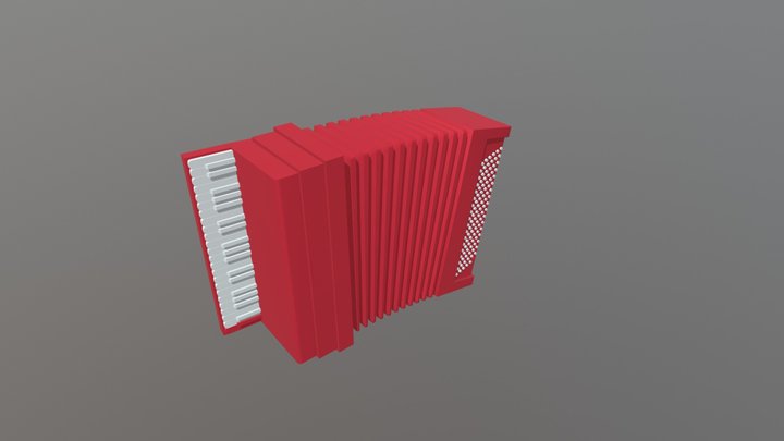 Accordion Low Poly 3D Model
