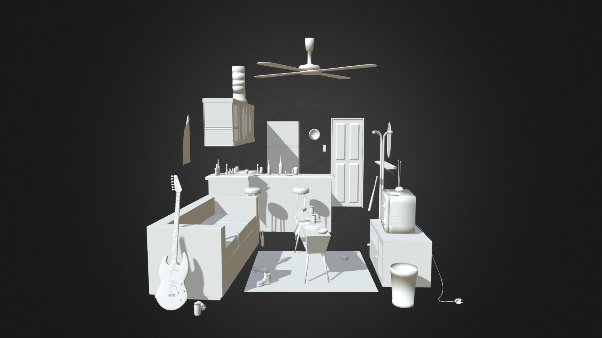 Room Low Poly Toon Caricatura