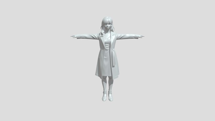 woman in coat with arms outstretched 3D Model