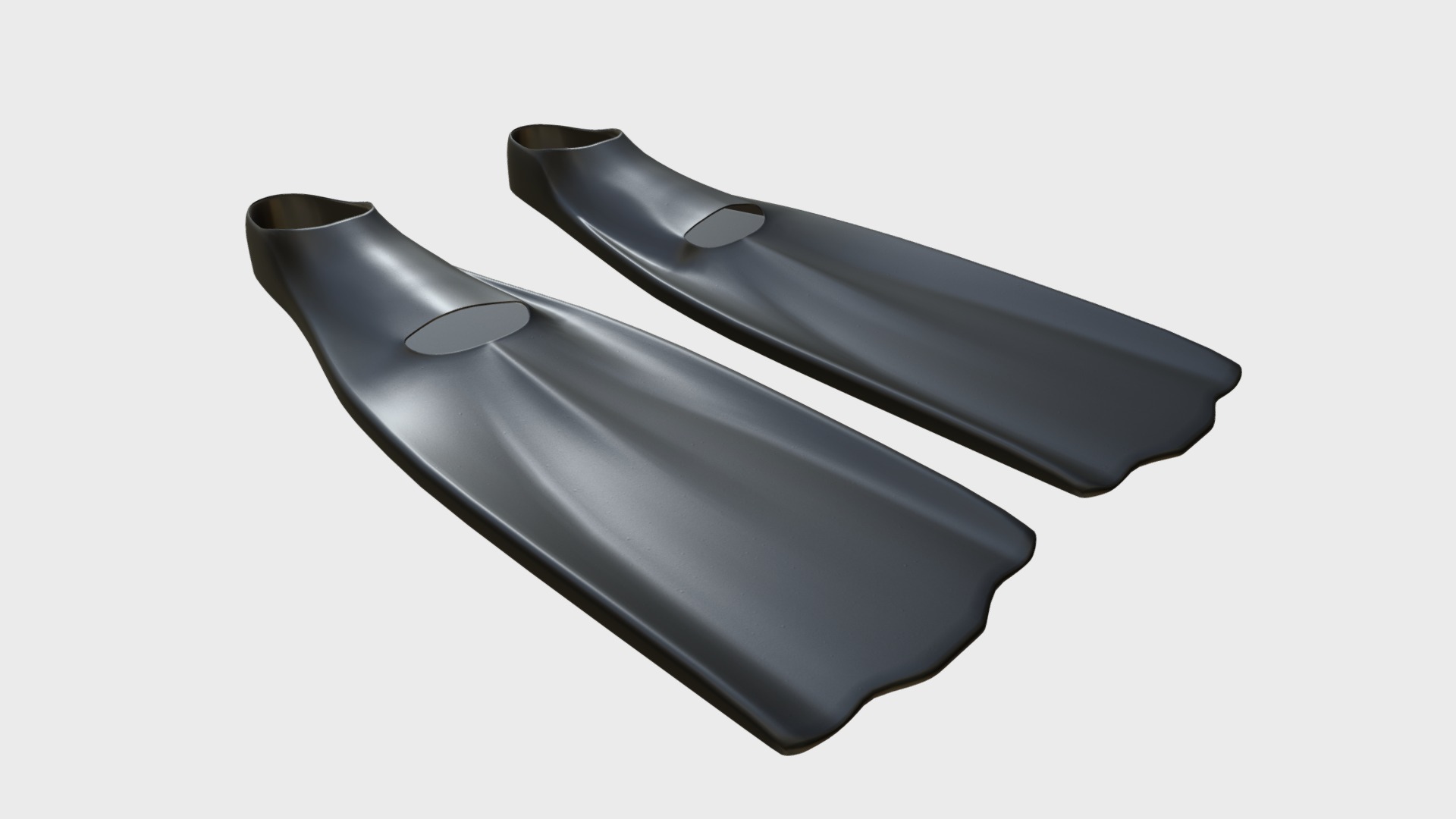 3D model Swimming fins 1 - This is a 3D model of the Swimming fins 1. The 3D model is about a black stapler with a handle.