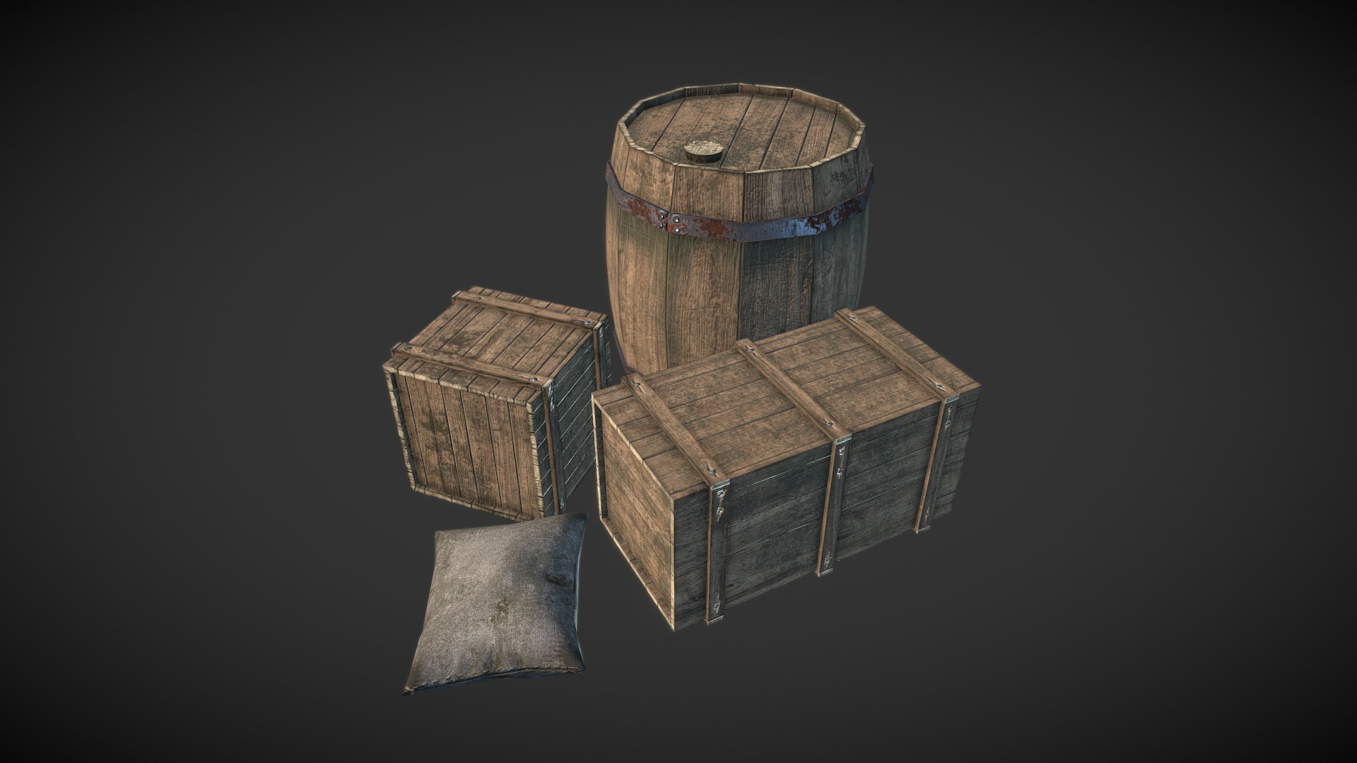 3D model WareHouseThings - This is a 3D model of the WareHouseThings. The 3D model is about a few wooden crates.