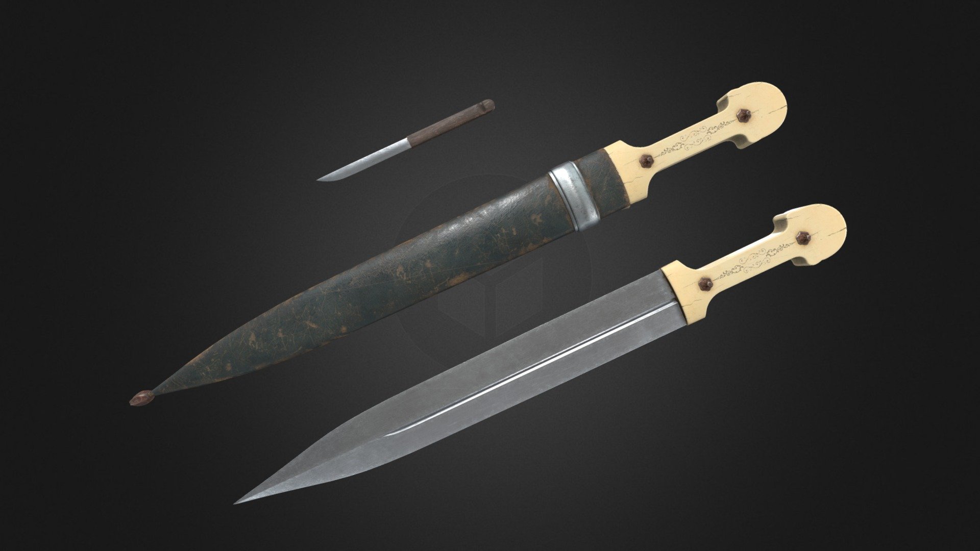 Qama – Caucasian Dagger (game ready) - Download Free 3D model by ...