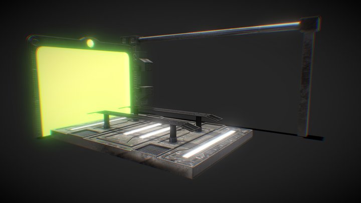Sci-fi Car Lift (Cyberpunk Style) 3D Model