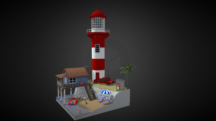 At The Ocean | Beach Themed Diorama 3D Model