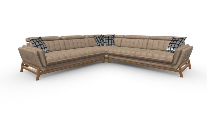 Relax Corner Sofa - Light Brown 3D Model