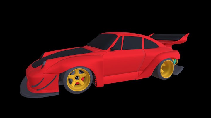cyberpunk Porsche wireframe 3D Model