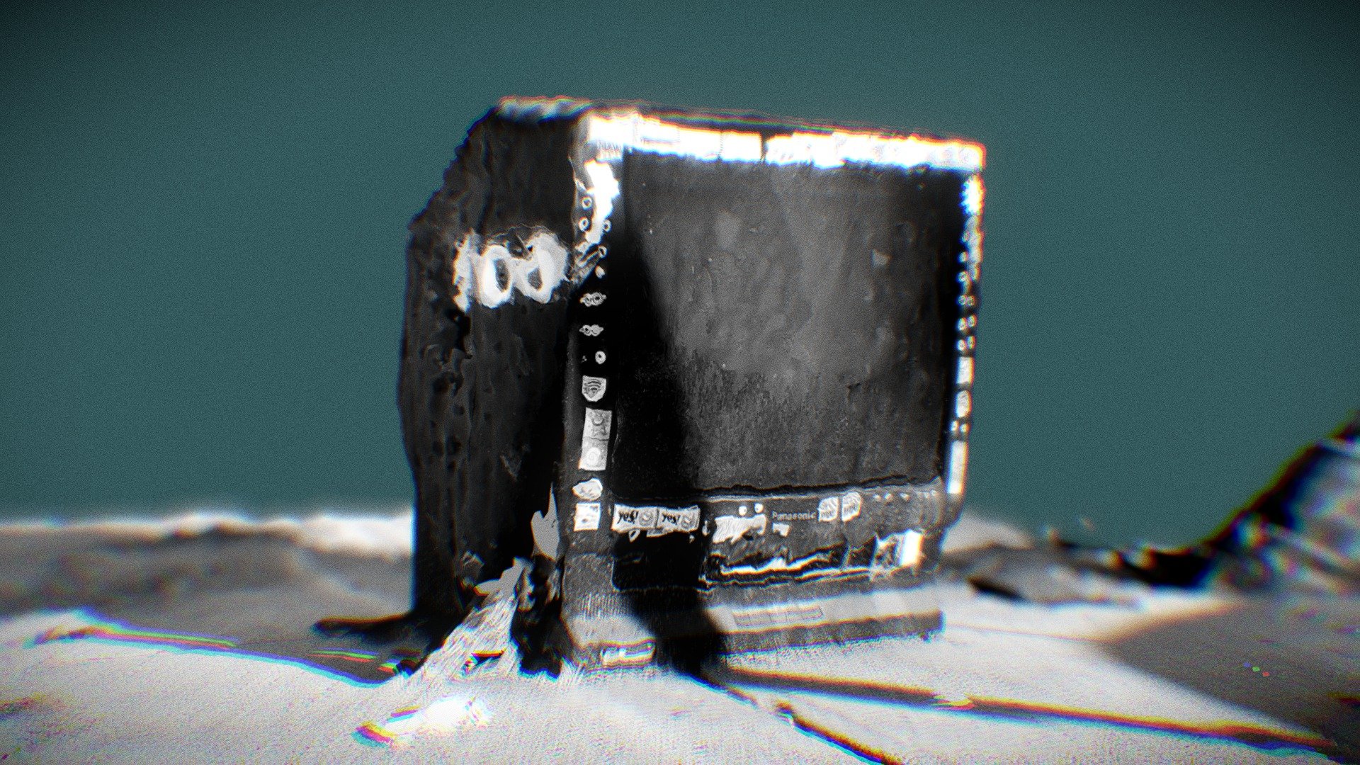Abandoned sticker TV
