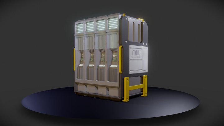 Sci-Fi Server Stack 3D Model