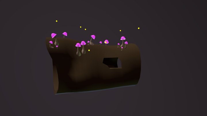 Mushroom Log 3D Model