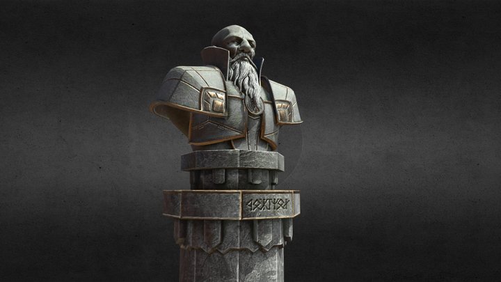 Dwarven hero Statue 3D Model