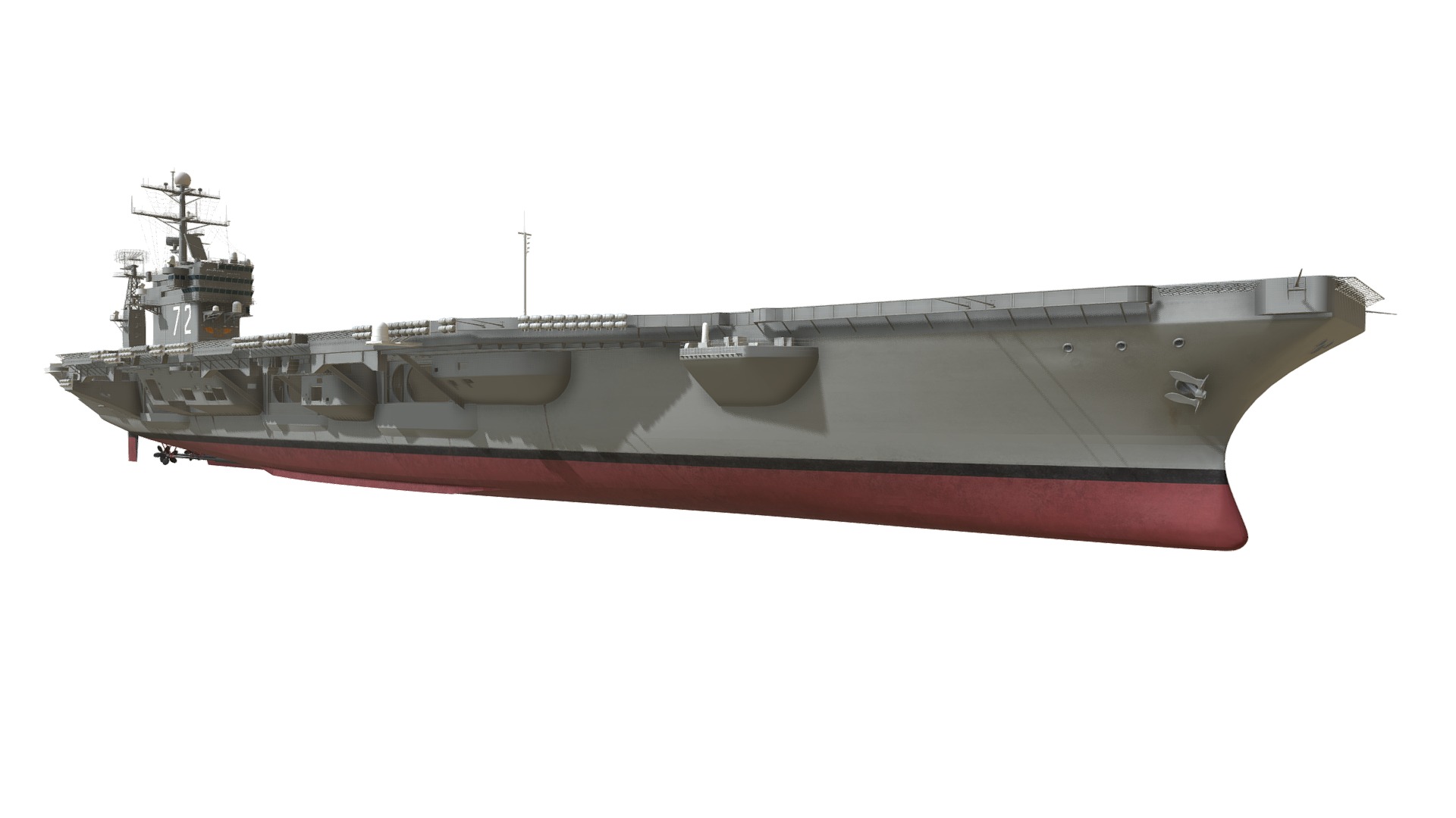 3D model USS Abraham Lincoln Aircraft Carrier CVN-72 - This is a 3D model of the USS Abraham Lincoln Aircraft Carrier CVN-72. The 3D model is about a large red and white ship.