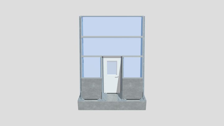 Наклонный экран с эвакуационной дверью 3D Model