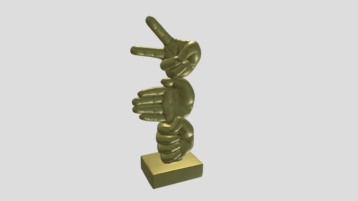 Rock Paper Scissors statue 3D Model