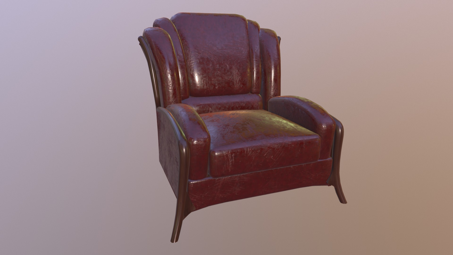 3D model Leather chair - This is a 3D model of the Leather chair. The 3D model is about a brown chair with a cushion.