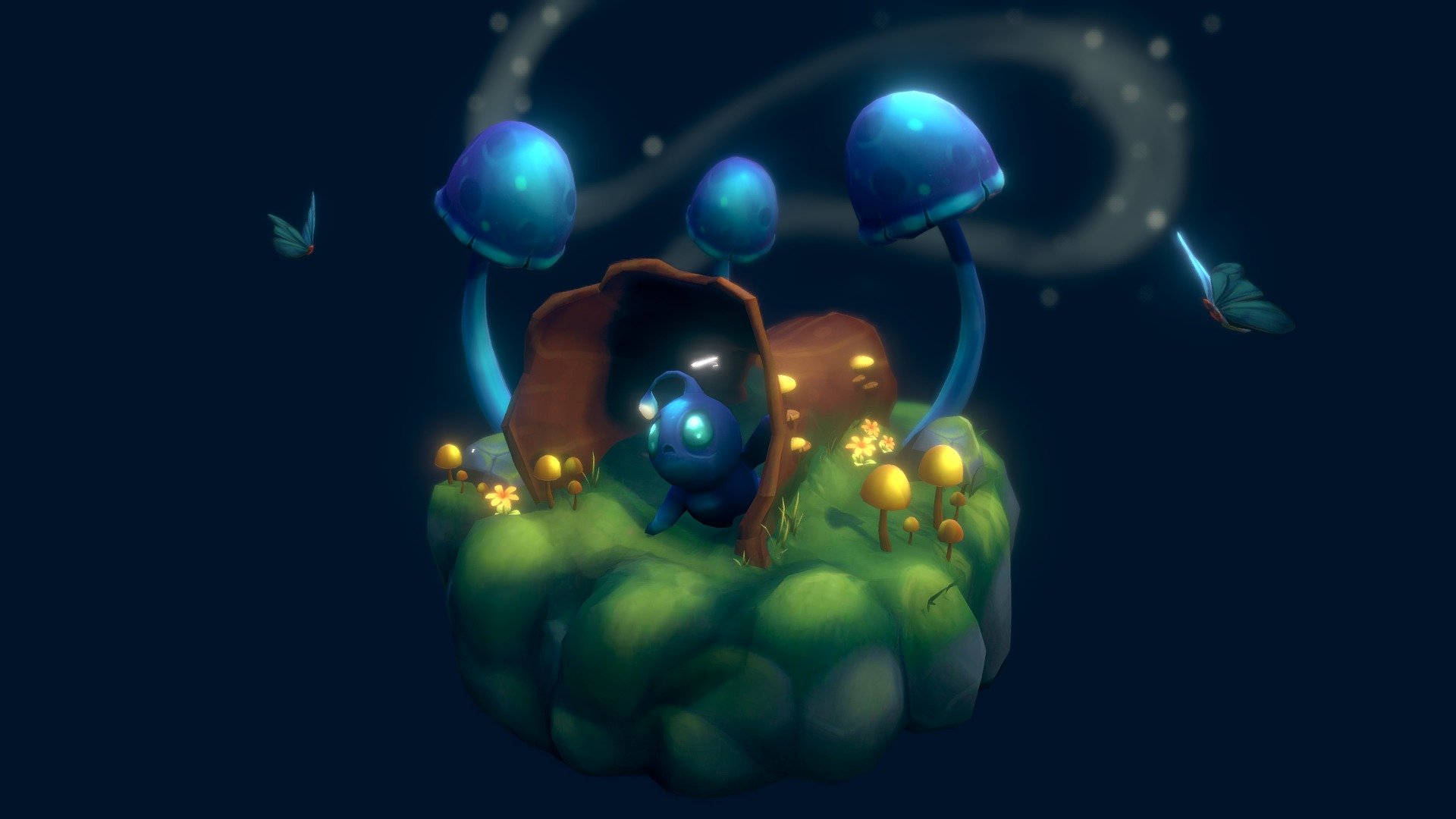 Night time mushroom diorama