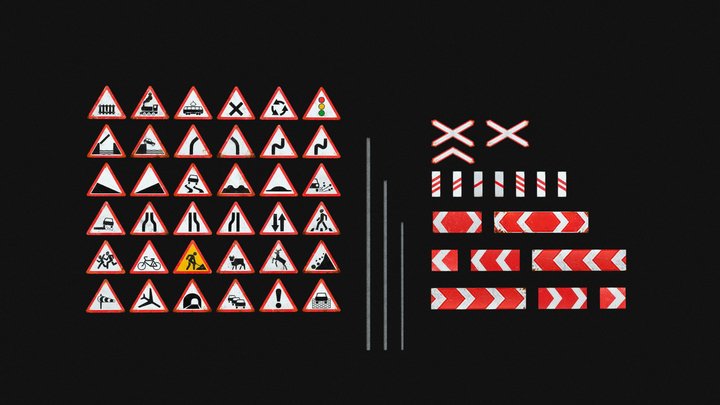 Modular Russian Road Signs Vol. 1: Warning Pack 3D Model