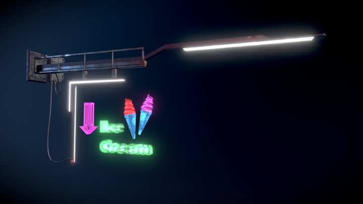 Holographic Neon signs LowPoly 3D Model