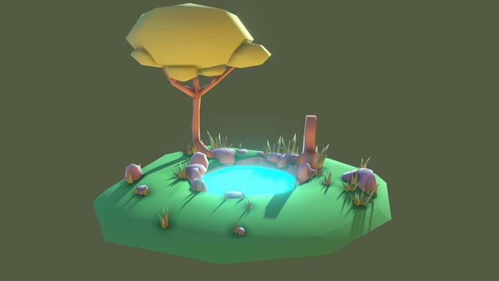 Game level scene - Wishing Pond 3D Model