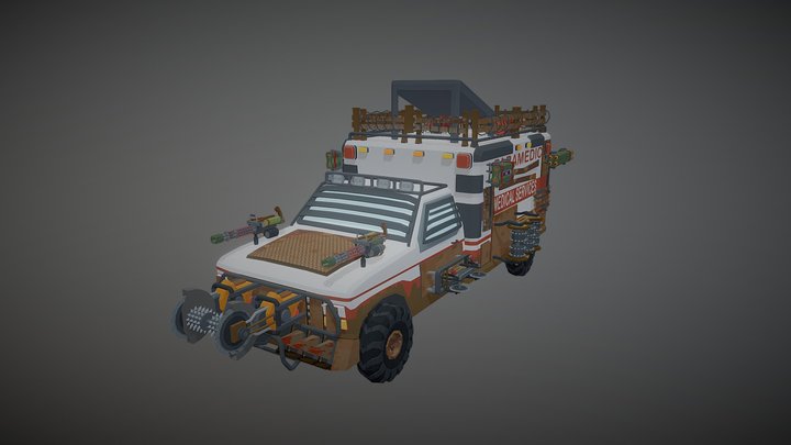 Low Poly Post Apocalypse Ambulance 3D Model