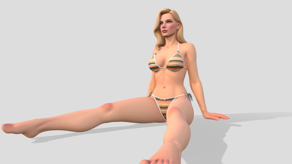 Bikini woman seated