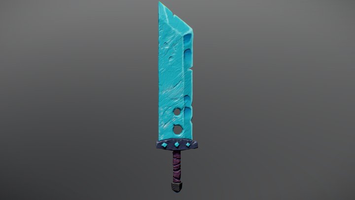 Hand painted Ice Sword 3D Model