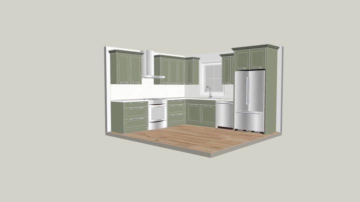 traditional green kitchen 3D Model