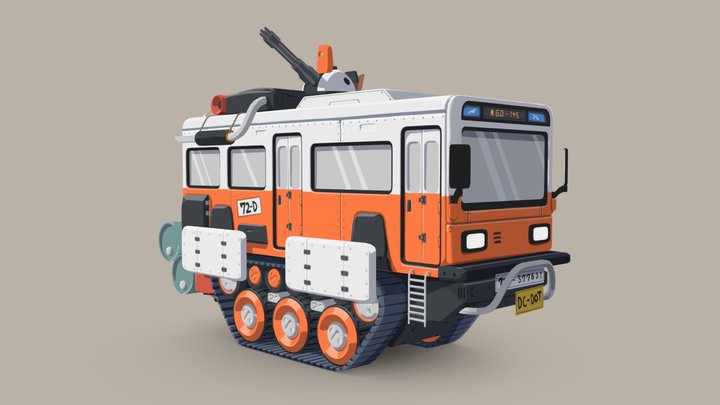 Transport Vehicle with Tank Treads 3D Model