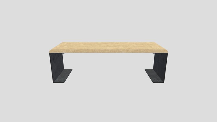 Minimal Wooden Bench 3D Model