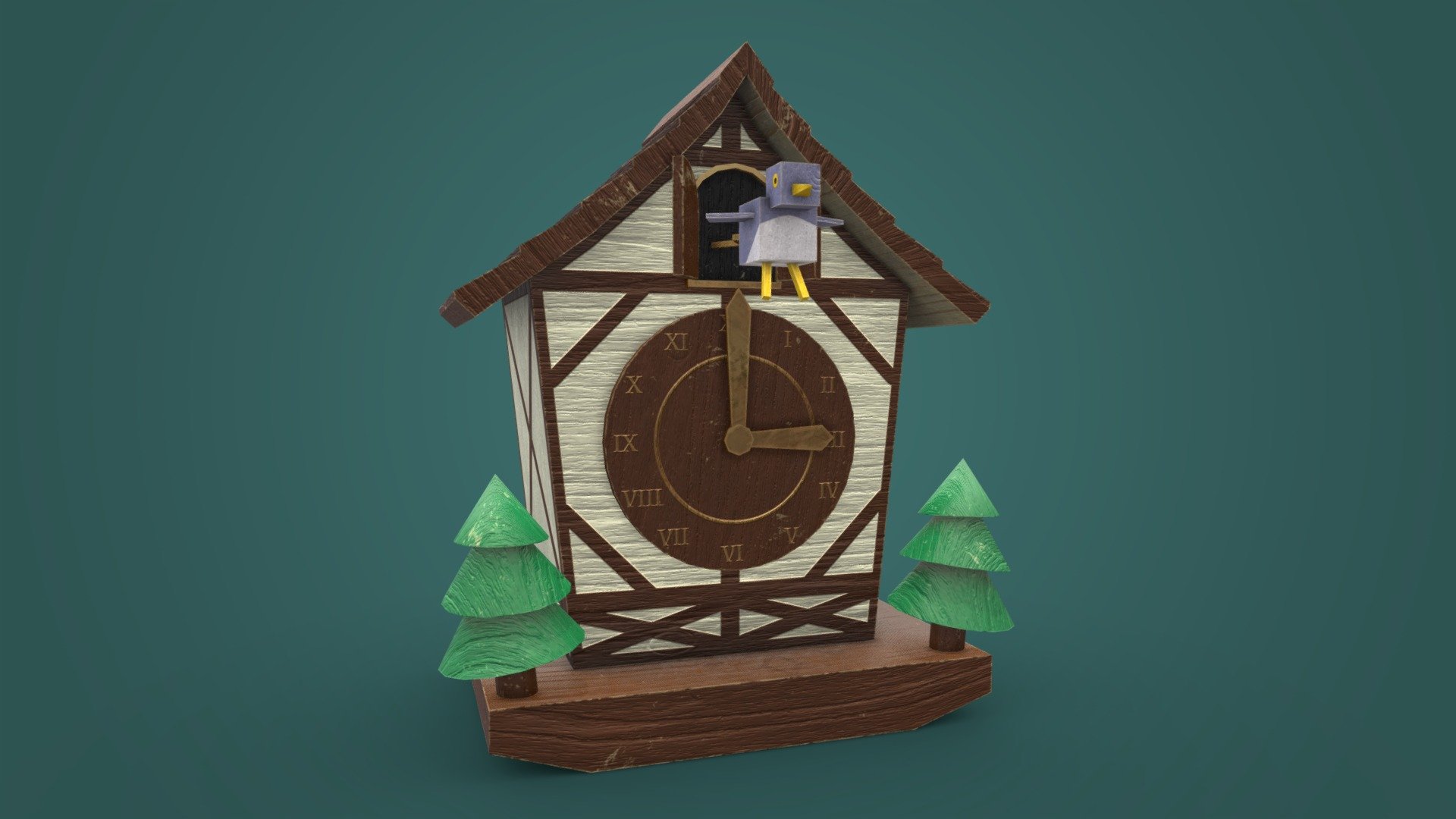 Wooden Cuckoo Clock 3D model by Toby HarrisSt John (tharrisstjohn
