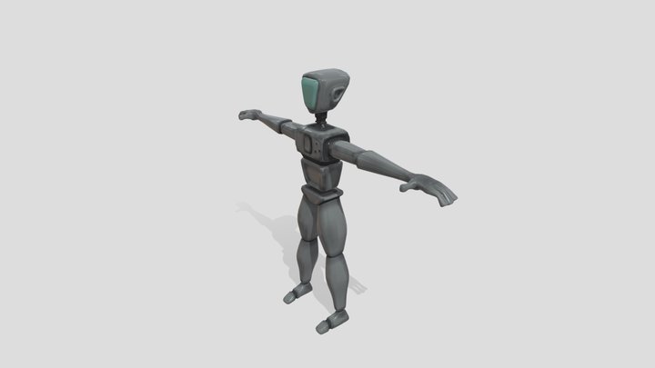 Stylized Semi-Cartoon Robot 3D Model (rigged) 3D Model