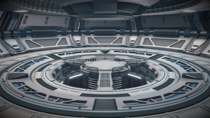 Sci-fi Scene for rendering TESLA 3D Model
